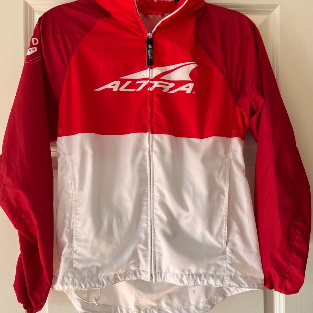 Columbia Womens Champion System Windbreaker - Red/White Altra Running, Hooded